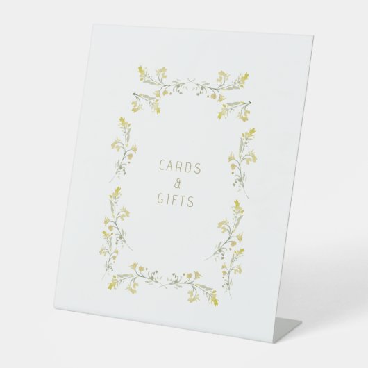 黄ワイルドフラワーブライダルシャワーカード&ギフト 台座サイン (正面)