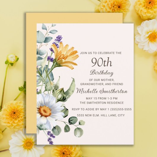 黄ワイルドフラワーホワイトデイジー90誕生日