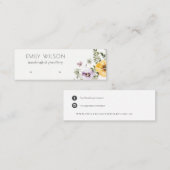 黄ワイルドフラワー薄紫スタッドイヤリング表示 スキニー名刺 (正面/裏面)