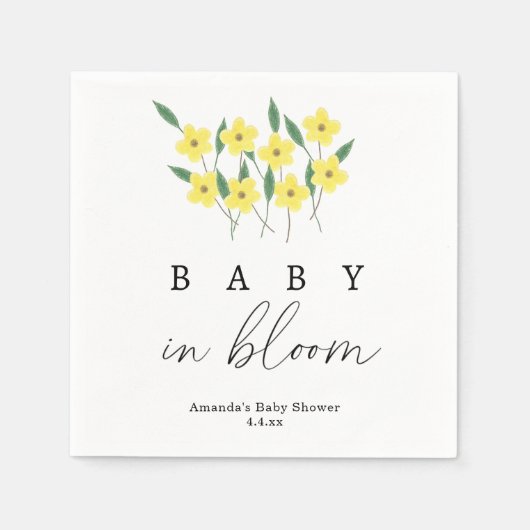 黄ワイルドフラワー – ベビーイン開花 スタンダードカクテルナプキン (正面)