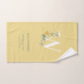 黄ヴィンテージ花イニシャルベビー誕生統計 バスタオルセット (ハンドタオル)