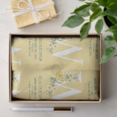 黄ヴィンテージ花イニシャルベビー誕生統計 薄葉紙 (ギフト)