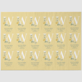 黄ヴィンテージ花イニシャルベビー誕生統計 薄葉紙