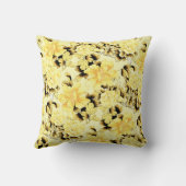 黄ヴィンテージ花柄 クッション (裏面)