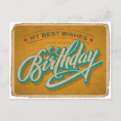黄ヴィンテージ誕生日 ポストカード (正面)