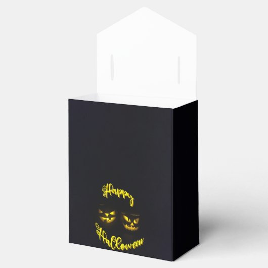 黄不気味色ハッピーハローウィンカボチャ顔ブラック フェイバーボックス (オープン)