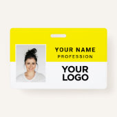 黄企業の社員の写真名タグ バッジ (正面)