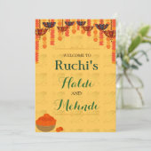 黄伝統的ハルディとメンディ式 招待状 (スタンド正面)