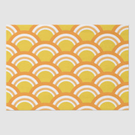 黄伝統的色日本のの波パターン 薄葉紙