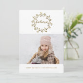 黄信じ金 | かわいらしリースホリデーカード シーズンカード (スタンド正面)