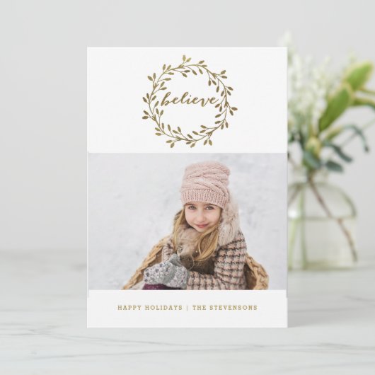 黄信じ金 | かわいらしリースホリデーカード シーズンカード (スタンド正面)