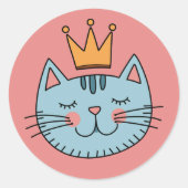 黄冠の空想的な青猫 ラウンドシール (正面)