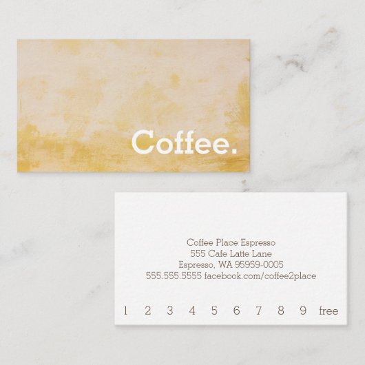 黄動揺して色シンプルロイヤリティコーヒーパンチカード ロイヤリティカード (正面/裏面)