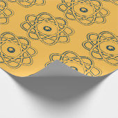 黄原子シンボル上のプロシアの青 ラッピングペーパー (角)