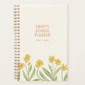 黄図解入りの、写真付きのかわいらし色の野花 プランナー手帳 (正面)
