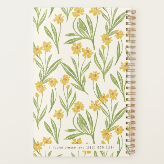 黄図解入りの、写真付きのかわいらし輪の花模様 プランナー手帳 (裏面)