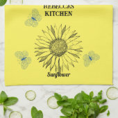 黄図解入りの、写真付きの色の花 キッチンタオル (折り畳み)