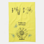 黄図解入りの、写真付きの色の花 キッチンタオル (縦)