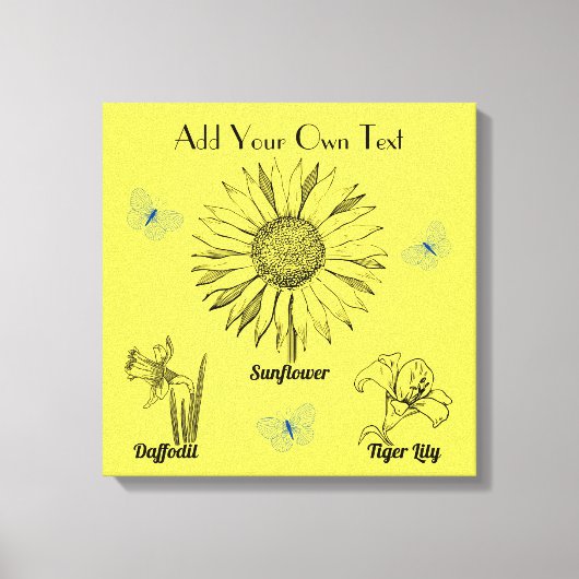 黄図解入りの、写真付きの色の花 キャンバスプリント (正面)