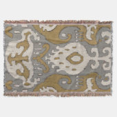 黄土色のイカットII スローブランケット (正面)