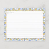 黄地中海の色の青いタイルのファミリレシピカード (裏面)