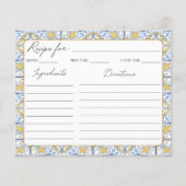 黄地中海の色の青いタイルのファミリレシピカード (正面)