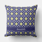 黄地中海の色フローラタイルのパターン名 クッション (正面)