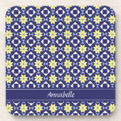 黄地中海の色フローラタイルのパターン名 コースター (正面)