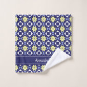 黄地中海の色フローラタイルのパターン名 バスタオルセット (ウォッシュタオル)