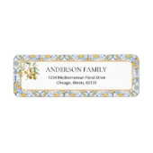 黄地中海の青タイル差出人住所 ラベル (正面)