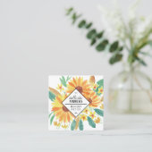 黄夏ひまわり水彩化粧 スクエア名刺 (スタンド正面)