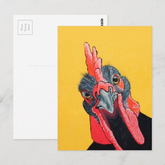 黄怒色の鶏 ポストカード (正面/裏面)