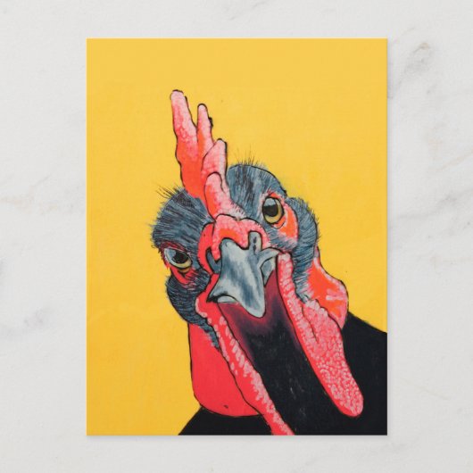 黄怒色の鶏 ポストカード (正面)