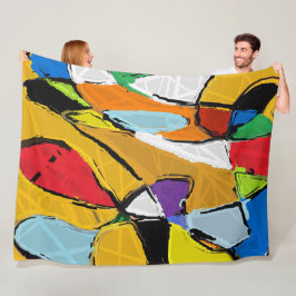 黄抽象芸術フリースブランケット フリースブランケット