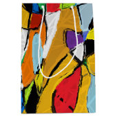 黄抽象芸術抱き枕 ミディアムペーパーバッグ (正面)