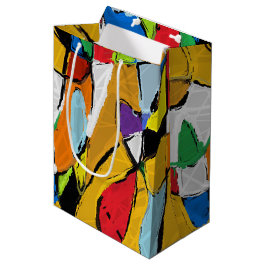 黄抽象芸術抱き枕 ミディアムペーパーバッグ