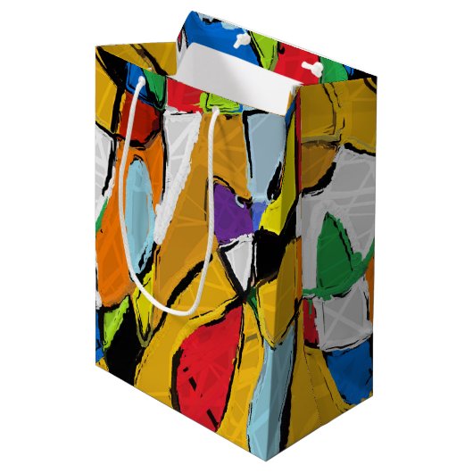 黄抽象芸術抱き枕 ミディアムペーパーバッグ (正面アングル)