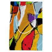 黄抽象芸術抱き枕 ミディアムペーパーバッグ (裏面)