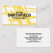 黄抽象芸術絵を描(ばちゃばちゃ)跳ねる名刺 名刺 (正面/裏面)
