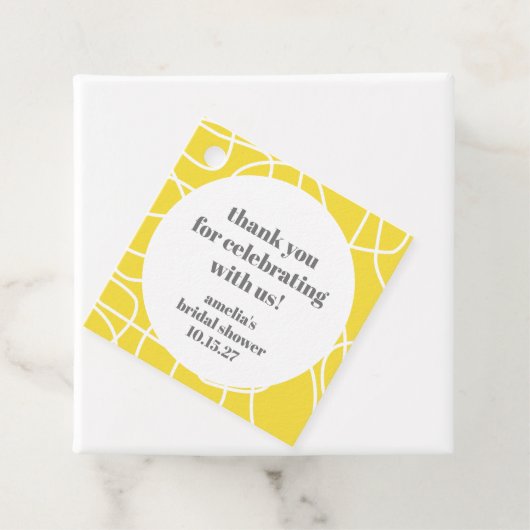 黄抽象芸術線カスタムブライダルシャワー感謝してい フェイバータグ (インサイチュ)