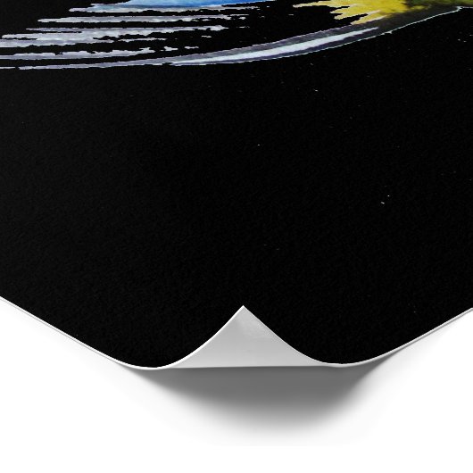 黄日本のコイ水色 ポスター (角)