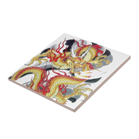 黄日本の龍 タイル (側面)