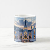 黄昏のゴシック城 – 高級自然マグカップ デザイン コーヒーマグカップ (中央)