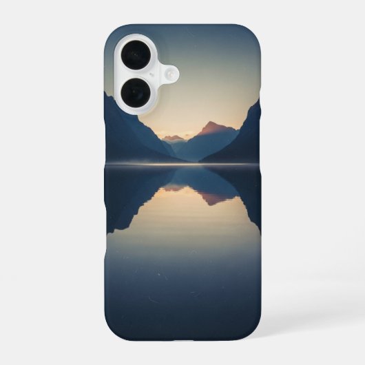 黄昏のビンテージ・マウンテン・レイク iPhone 16ケース (裏面)