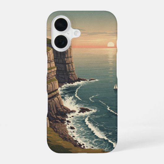 黄昏のレトロアイランド iPhone 16ケース (裏面)