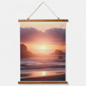 黄昏の反映: 日没の海岸線 吊り下げ型タペストリー (正面)