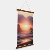 黄昏の反映: 日没の海岸線 吊り下げ型タペストリー (傾斜あり)