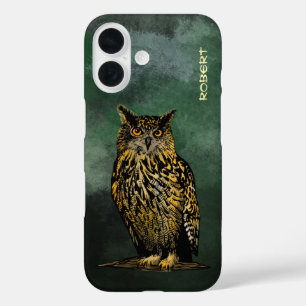 黄昏の森の中のワシのフクロウ iPhone 16ケース