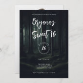 黄昏の気配漂うダークでムーディーな森の木々 スイート16 招待状 (正面/裏面)
