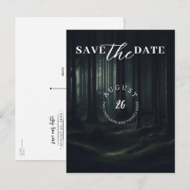 黄昏の気配漂うダークムーディな森の木々たち - Save the Date 案内ポストカード